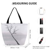 Yanfind Shopping Bag for Ladies Grey Tree Fog Plant Mist Dock Pier Port Waterfront Outdoors Moody Minimalist Reusable Multipurpose Heavy Duty Grocery Bag for Outdoors.