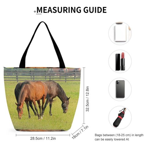 Yanfind Shopping Bag for Ladies Horse Farm Rural Pony Vertebrate Pasture Grazing Grassland Mane Mare Mustang Stallion Reusable Multipurpose Heavy Duty Grocery Bag for Outdoors.