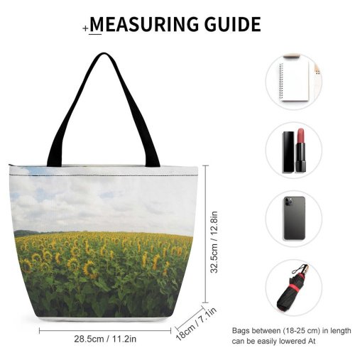 Yanfind Shopping Bag for Ladies Flower Flora Plant Field Новосиль Chernskiy Rayon Sky Cloud Meadow Reusable Multipurpose Heavy Duty Grocery Bag for Outdoors.