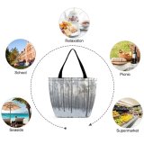 Yanfind Shopping Bag for Ladies Grey Forest Winter Tree Plant Outdoors Vegetation Land Flora Snow Birch Landscape Reusable Multipurpose Heavy Duty Grocery Bag for Outdoors.