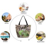 Yanfind Shopping Bag for Ladies Frog Forest Hyla Amphibian Tree Leaf Pacific Treefrog Adaptation Organism Plant Reusable Multipurpose Heavy Duty Grocery Bag for Outdoors.