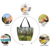 Yanfind Shopping Bag for Ladies Forest Plant Vegetation Land Outdoors Tree Woodland Summer Sunlight Jungle Rainforest Reusable Multipurpose Heavy Duty Grocery Bag for Outdoors.