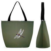 Yanfind Shopping Bag for Ladies Insect Flight Four Dragonflies Damseflies Invertebrate Macro Damselfly Net Winged Reusable Multipurpose Heavy Duty Grocery Bag for Outdoors.