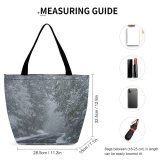 Yanfind Shopping Bag for Ladies Grey Snow Blizzard Outdoors Storm Winter Mont Revard Les Deserts France Snowstorm Reusable Multipurpose Heavy Duty Grocery Bag for Outdoors.