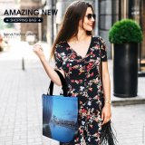 Yanfind Shopping Bag for Ladies Glasgow Science Centre IMax Sunny Metal Sky Resources Reflection Architecture Daytime Reusable Multipurpose Heavy Duty Grocery Bag for Outdoors.