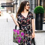 Yanfind Shopping Bag for Ladies Flower Flora Geranium Plant Leaves Garden Outdoors Depth Field Purple Tree Reusable Multipurpose Heavy Duty Grocery Bag for Outdoors.