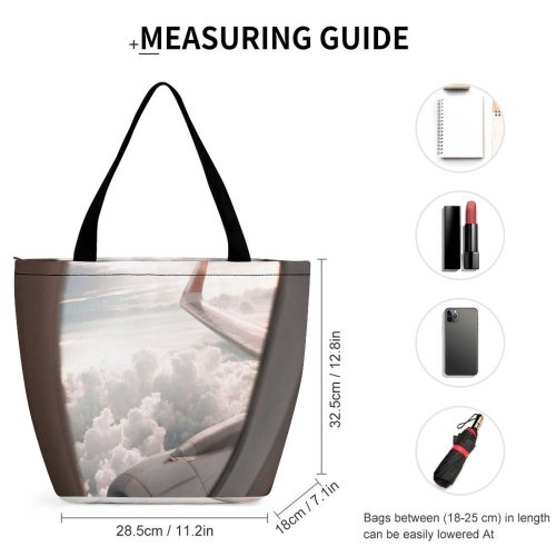 Yanfind Shopping Bag for Ladies Aircraft Cloudy Plane Sky Airlines Flying Cloud Airplane Clouds Reusable Multipurpose Heavy Duty Grocery Bag for Outdoors.