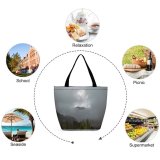 Yanfind Shopping Bag for Ladies Grey Outdoors Sky Recoaro Mille Vi Italia Cloud Cumulus Autumn Fog Moutains Reusable Multipurpose Heavy Duty Grocery Bag for Outdoors.