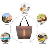 Yanfind Shopping Bag for Ladies Sunrise Sunlight Sky Ocean Morning Horizon Sea Sunset Calm Reusable Multipurpose Heavy Duty Grocery Bag for Outdoors.
