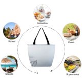 Yanfind Shopping Bag for Ladies Grey Fog Outdoors Mist Building Dock Pier Port Waterfront Lake Earlymorning Morning Reusable Multipurpose Heavy Duty Grocery Bag for Outdoors.