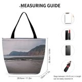 Yanfind Shopping Bag for Ladies Grey Outdoors Promontory Soil Sand Land Cliff Scenery Range Slope River Reusable Multipurpose Heavy Duty Grocery Bag for Outdoors.