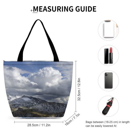 Yanfind Shopping Bag for Ladies Grossglockner Mounta Europe Alps Hohe Tauern Clouds Sky Mountainous Landforms Cloud Reusable Multipurpose Heavy Duty Grocery Bag for Outdoors.