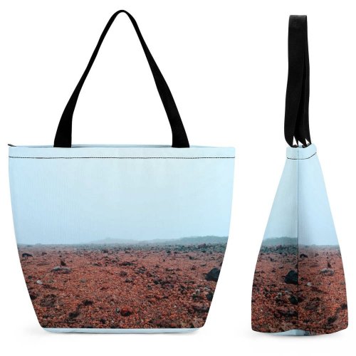 Yanfind Shopping Bag for Ladies Ground Road Cotopaxi Ecuador Outdoors Soil Windy Foggy Split Reddish Reusable Multipurpose Heavy Duty Grocery Bag for Outdoors.