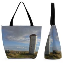 Yanfind Shopping Bag for Ladies Tractor Farm Sky Rural Area Cloud Prairie Landscape Field Reusable Multipurpose Heavy Duty Grocery Bag for Outdoors.