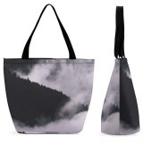 Yanfind Shopping Bag for Ladies Fog Outdoors Plant Tree Mist Abies Fir Winter Stock Reusable Multipurpose Heavy Duty Grocery Bag for Outdoors.
