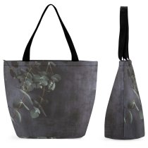 Yanfind Shopping Bag for Ladies Grey Leaves Leaf Slate Branch Plant Simple Reusable Multipurpose Heavy Duty Grocery Bag for Outdoors.