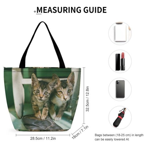 Yanfind Shopping Bag for Ladies Young Tabby Whiskers Curiosity Cute Little Adorable Kittens Furry Face Cat Fur Reusable Multipurpose Heavy Duty Grocery Bag for Outdoors.