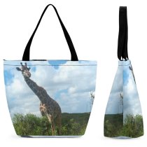 Yanfind Shopping Bag for Ladies Giraffe Giraffes Wild Africa Tanzania Safari Giraffidae Terrestrial Wildlife Wilderness Adaptation Grassland Reusable Multipurpose Heavy Duty Grocery Bag for Outdoors.