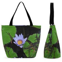 Yanfind Shopping Bag for Ladies Flowers Park Pond Lilly Flower Fragrant Lily Aquatic Plant Sacred Lotus Family Reusable Multipurpose Heavy Duty Grocery Bag for Outdoors.