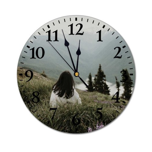 yanfind Fashion PVC Wall Clock Admire Alpine Amazing Anonymous Brunette Calm Countryside Enjoy Explore Faceless Female Fog Mute Suitable Kitchen Bedroom Decorate Living Room