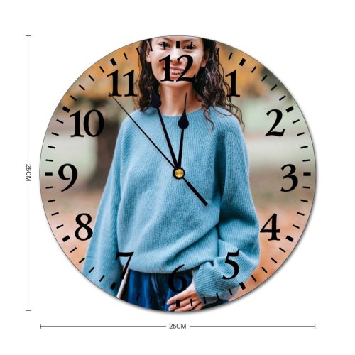 yanfind Fashion PVC Wall Clock Autumn Carefree Charismatic Cheerful Content Delight Enjoy Ethnic Fall Female Foliage Mute Suitable Kitchen Bedroom Decorate Living Room