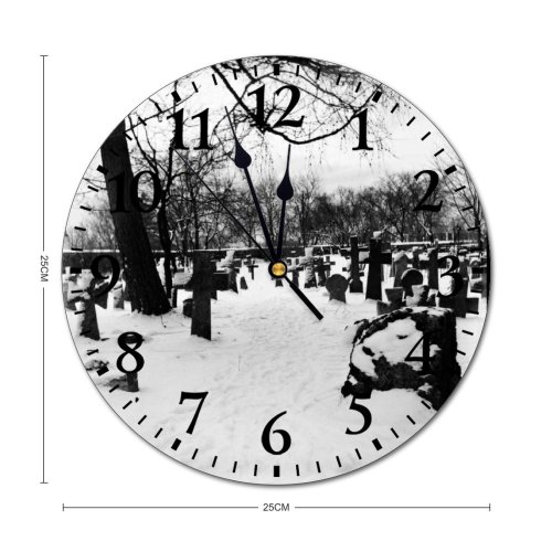 yanfind Fashion PVC Wall Clock Architecture Bw Cement Cemetery City Classic Construction Dark Death Design Destination Mute Suitable Kitchen Bedroom Decorate Living Room