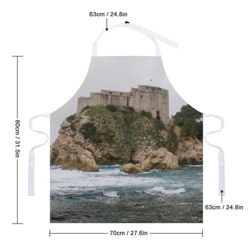 yanfind Custom aprons Aged Ancient Architecture Breathtaking Building Bush Castle Cliff Cloudy Coast Construction Destination white white-style1 70×80cm