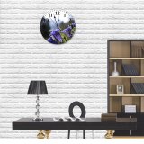 yanfind Fashion PVC Wall Clock Bell Flower Bloom Field Flora Flowers Gentian Plant Mute Suitable Kitchen Bedroom Decorate Living Room