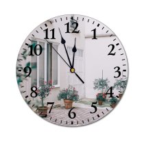 yanfind Fashion PVC Wall Clock Architecture Bloom Botany Building Daylight Daytime Decor Decoration Door Exterior Mute Suitable Kitchen Bedroom Decorate Living Room