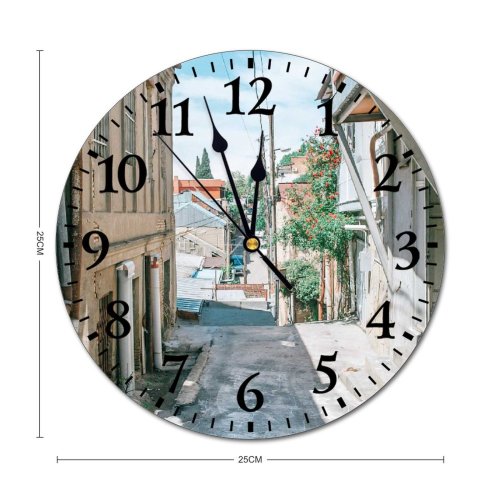yanfind Fashion PVC Wall Clock Adorable Asphalt Sky Building Calm Cat City Cloudy Concrete Construction Creature Cute Mute Suitable Kitchen Bedroom Decorate Living Room