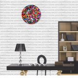 yanfind Fashion PVC Wall Clock Art Texture Abstract Design Creativity Decoration Rainbow Coloring Motley Mute Suitable Kitchen Bedroom Decorate Living Room