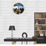 yanfind Fashion PVC Wall Clock Architecture Balconies Buildings Clouds Contemporary Design Glass Shot Sky Mute Suitable Kitchen Bedroom Decorate Living Room