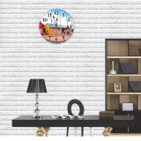 yanfind Fashion PVC Wall Clock Apartment Architecture Block Colorful Construction Daylight Door Empty Estate Exterior Facade Flag Mute Suitable Kitchen Bedroom Decorate Living Room