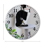 yanfind Fashion PVC Wall Clock Adorable Apartment Awake Calm Cat Comfort Cozy Cute Fluff Mute Suitable Kitchen Bedroom Decorate Living Room