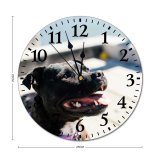yanfind Fashion PVC Wall Clock Adorable Alone Attention Blurred Calm Creature Cute Daytime Dog Expressive Friend Mute Suitable Kitchen Bedroom Decorate Living Room