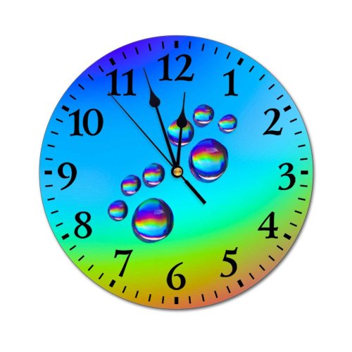 yanfind Fashion PVC Wall Clock Art Abstract Design Round Bubble Clean Decoration Shining Turquoise Rainbow Mute Suitable Kitchen Bedroom Decorate Living Room