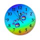 yanfind Fashion PVC Wall Clock Art Abstract Design Round Bubble Clean Decoration Shining Turquoise Rainbow Mute Suitable Kitchen Bedroom Decorate Living Room