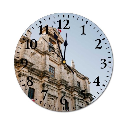 yanfind Fashion PVC Wall Clock Aged Ancient Architecture Attract Authentic Sky Building Burial City Classic Column Construction Mute Suitable Kitchen Bedroom Decorate Living Room