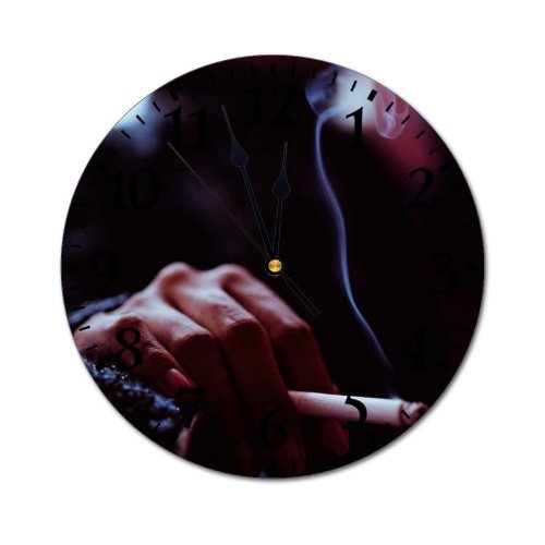 yanfind Fashion PVC Wall Clock Addict Anonymous Bad Brunette Cigarette Confident Crop Dark Faceless Female Mute Suitable Kitchen Bedroom Decorate Living Room