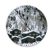 yanfind Fashion PVC Wall Clock Building Calm Cloudless Cottage Country Countryside Daylight Daytime Destination Dwell Flag Freeze Mute Suitable Kitchen Bedroom Decorate Living Room