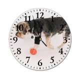 yanfind Fashion PVC Wall Clock Active Ball Calm Curious Dog Fluff Friend Friendly Fun Funny Mute Suitable Kitchen Bedroom Decorate Living Room