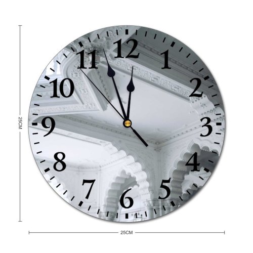 yanfind Fashion PVC Wall Clock Arch Architecture Attract Baroque Building Castle Ceiling Classic Column Construction Decor Mute Suitable Kitchen Bedroom Decorate Living Room