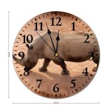 yanfind Fashion PVC Wall Clock Big Daylight Endangered Species Horn Outdoors Rhinoceros Safari Wild Wildlife Mute Suitable Kitchen Bedroom Decorate Living Room