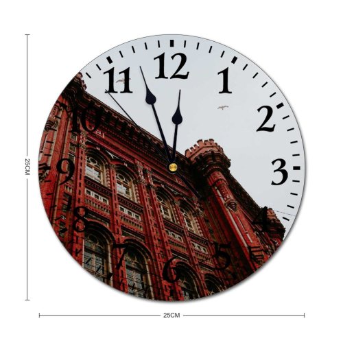 yanfind Fashion PVC Wall Clock Aged Ancient Arch Architecture Bird Building City College Space Daytime Decorative Mute Suitable Kitchen Bedroom Decorate Living Room