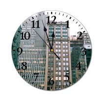 yanfind Fashion PVC Wall Clock Architecture Building Center City Complex Construction Contemporary Space Creative Daytime Design District Mute Suitable Kitchen Bedroom Decorate Living Room