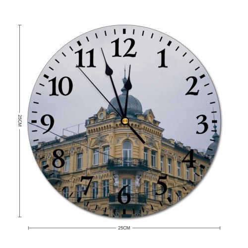 yanfind Fashion PVC Wall Clock Accommodation Aged Apartment Architecture Attract Block Building City Classic Community Complex Construction Mute Suitable Kitchen Bedroom Decorate Living Room