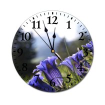 yanfind Fashion PVC Wall Clock Bell Flower Bloom Field Flora Flowers Gentian Plant Mute Suitable Kitchen Bedroom Decorate Living Room