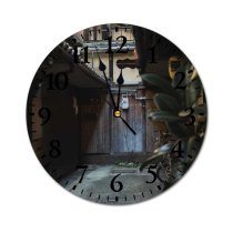 yanfind Fashion PVC Wall Clock Aged Architecture Balcony Bench Bicycle Building Cement City Complex Concrete Construction Daylight Mute Suitable Kitchen Bedroom Decorate Living Room