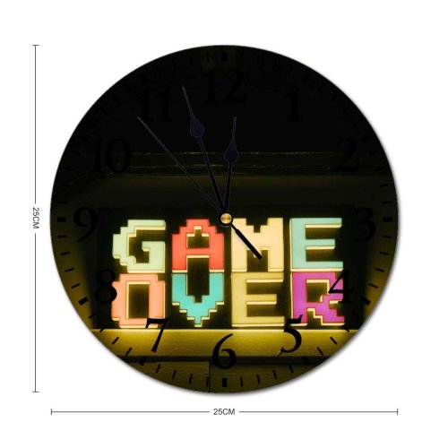 yanfind Fashion PVC Wall Clock 80s 90'S 90s Amusement Arcade Claw Game Conceptual Space Design End Exit Mute Suitable Kitchen Bedroom Decorate Living Room