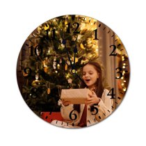 yanfind Fashion PVC Wall Clock Adolescent Home Charming Cheerful Christmas Atmosphere Eve Present Season Time Tree Mute Suitable Kitchen Bedroom Decorate Living Room